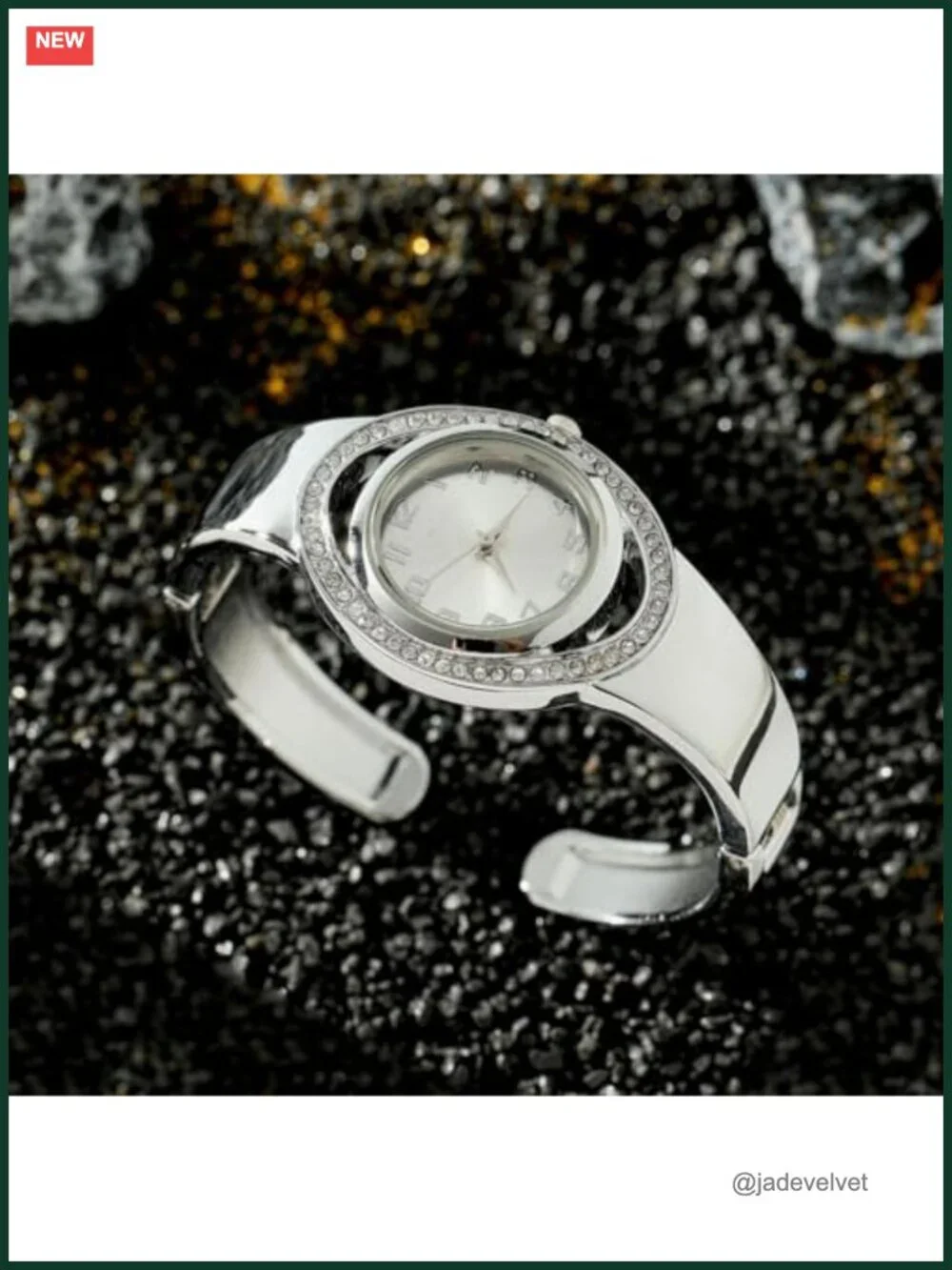 Women's Stainless Steel Cuff Bangle Watch Arabic Numeral Quartz Water Resistant